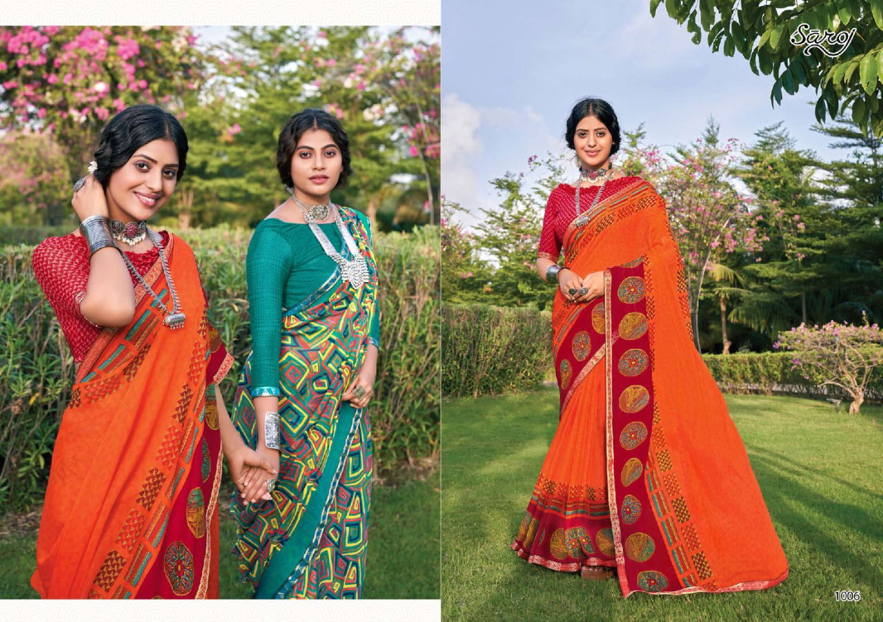 Saroj Aayushi Georgette Printed Regular Wear Latest Saree Collection